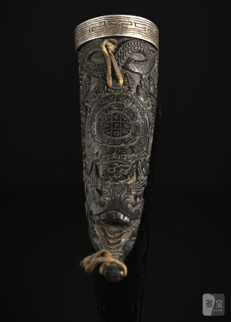 A FINE CARVED HORN MAGICAL POWDER CONTAINER - 图5